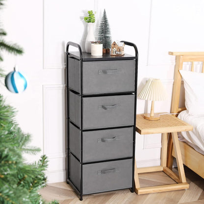Dresser Storage with 3 Drawers, Fabric Dresser Tower, Vertical Storage Unit for Bedroom, Closet, Office, Black