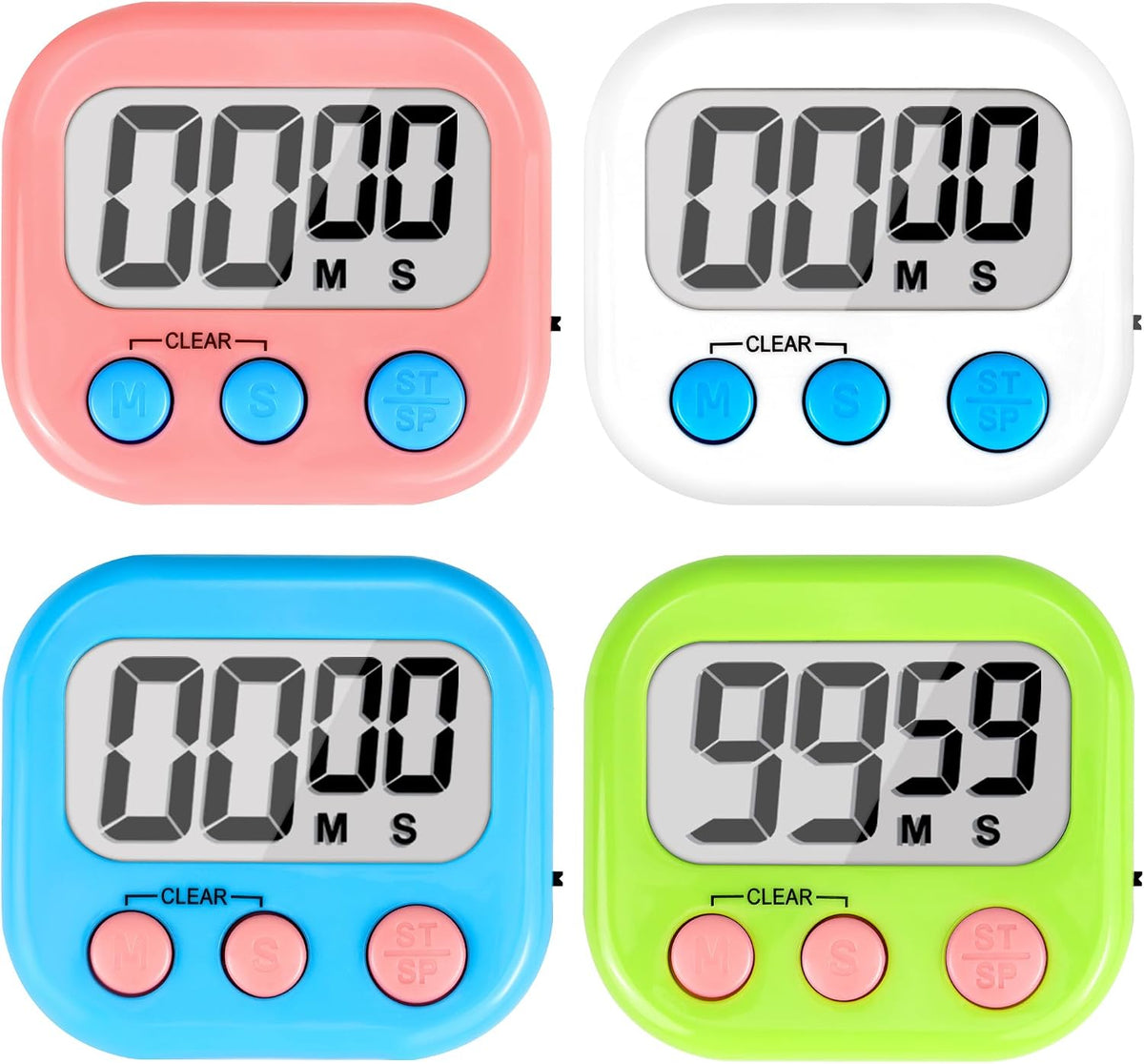 Digital Timer for Kids Teacher Supplies Classroom Timer for Study Learning Management Kitchen Work Exercise-4Pack Pink Blue Green Purple