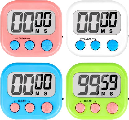 Digital Timer for Kids Teacher Supplies Classroom Timer for Study Learning Management Kitchen Work Exercise-4Pack Pink Blue Green Purple