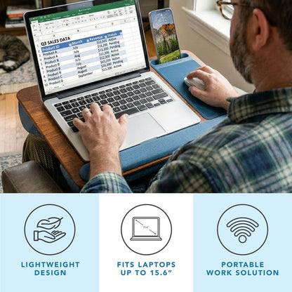LAPGEAR Home Office Pro Lap Desk with Wrist Rest, Mouse Pad, and Phone Holder - Black Carbon - Fits up to 15.6 Inch Laptops - Style No. 91598
