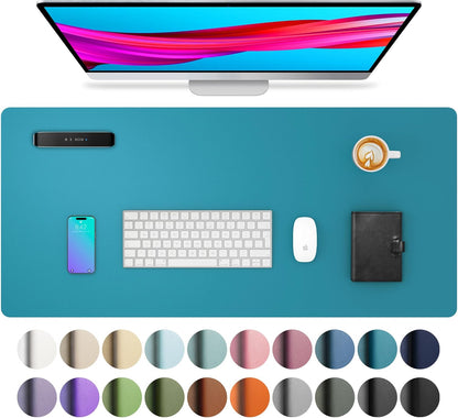 Aothia Leather Office Desk Pad Protector, Non-Slip PU Leather Desk Blotter, Waterproof Laptop Writing Mouse Pad for Office and Home, Black, 31.5" x 15.7" - Colors B
