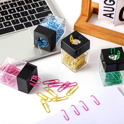 Seajan 12 Pack Magnetic Paper Clip Dispenser Paper Clip Holder Back to School Black Paperclip Dispenser Magnetic Desktop Organizer for Desk School Office Home Supplies