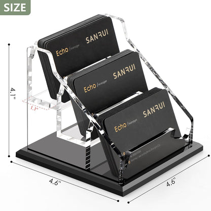 Black Business Card Holder for Desk 1 Slot Clear Acrylic Horizontal