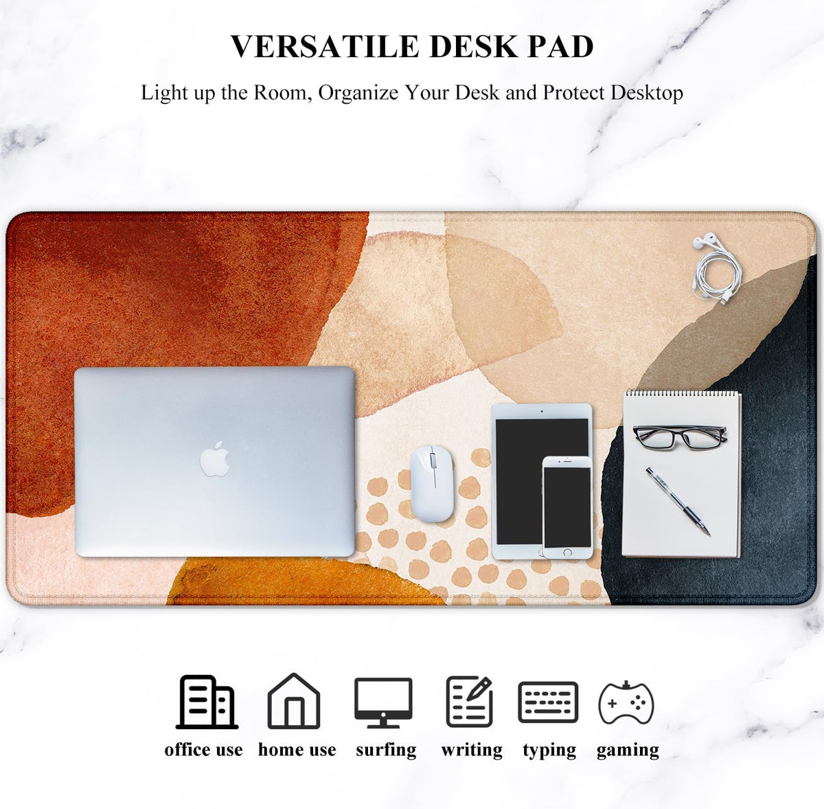 Auhoahsil Desk Mat, Ultra Large Mouse Pad, XXL Gaming Mousepad, Green Tropical Leaves Deskpad, Big Extended Full Size Mouse Pad, Desktop Desk Matt for Keyboard, Laptop & Computer, 35.5 x 15.7 in - Colors B