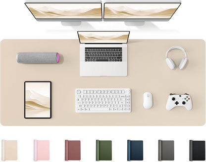 35.4" x 17" Large PU Leather Desk Mat for Keyboard and Mouse - Waterproof Non-Slip Desk Pad Protector for Office, Home, Writing Desk, Black