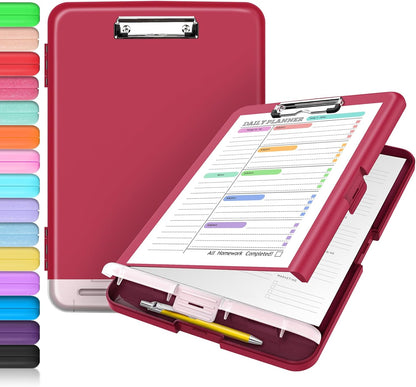 Clipboard with Storage, Clip Board 8.5 x 11 with Pen Holder, High Capacity Plastic Organization Case Box for Letter Legal A4 Size Paper, Nurses Teachers Must Haves, School & Office Supplies