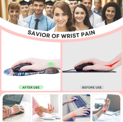 JIKIOU Mouse Pad, 2 Pack Ergonomic Mouse Pads with Comfortable Gel Wrist Rest Support and Smooth Cloth, Non-Slip PU Base for Easy Typing Pain Relief Durable and Easy to Clean Small Black