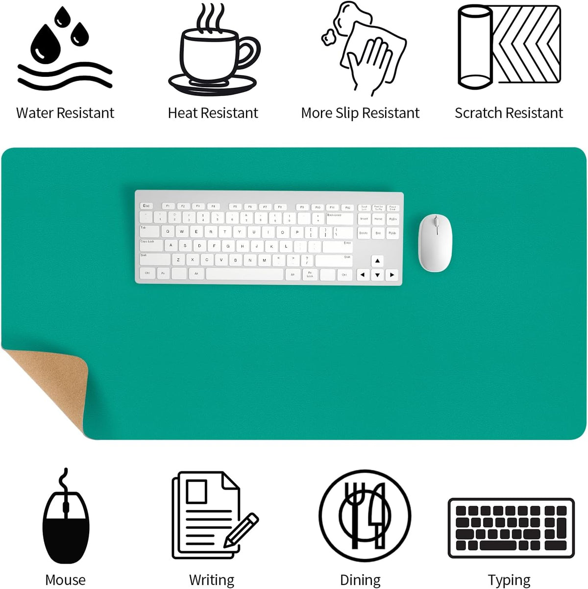 Bloss Leather Desk Pad and Keyboard Wrist Rest, Large Mouse Pad + Keyboard Pad+Mouse Wrist Support, Non-Slip Desk Mat Protector for Office, Home(31.5×15.7 Inches,Beige) - Colors B
