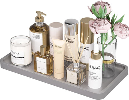 Small Bathroom Vanity Tray for Countertop Makeup Perfume Jewelry Decor Candle Keys, Small Black Kitchen Tray for Soap Dispenser Spice Bamboo Toilet Tray 7.9" L x 4" W x 0.79" H