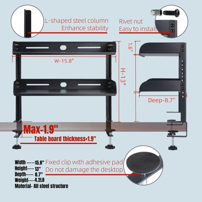 Desk Clamp Shelf, 16 Inch Corner