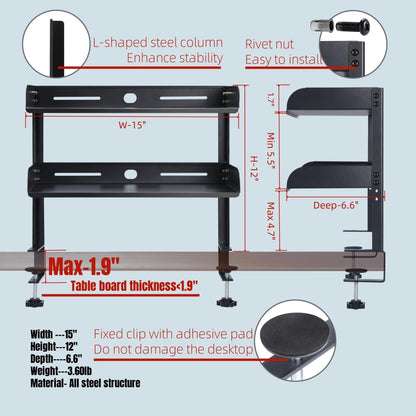 Desk Clamp Shelf, 16 Inch Corner