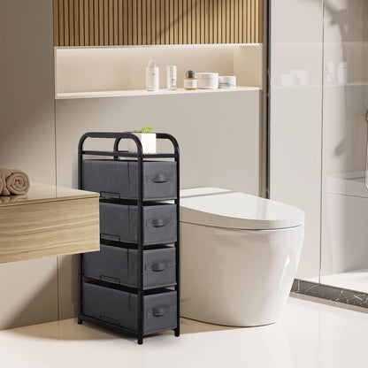 Dresser Storage with 3 Drawers, Fabric Dresser Tower, Vertical Storage Unit for Bedroom, Closet, Office, Black