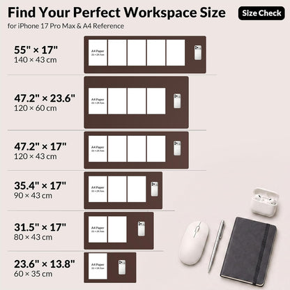 Large Desk Mat, 47" x 17", Black