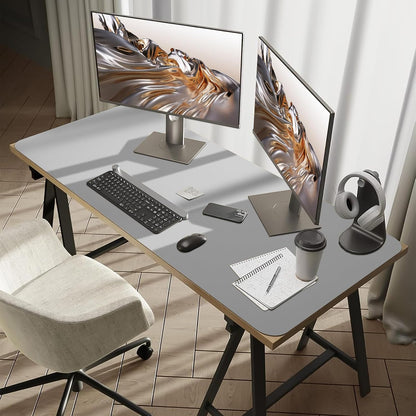 Bloss Leather Desk Pad and Keyboard Wrist Rest, Large Mouse Pad + Keyboard Pad+Mouse Wrist Support, Non-Slip Desk Mat Protector for Office, Home(31.5×15.7 Inches,Beige) - Colors B