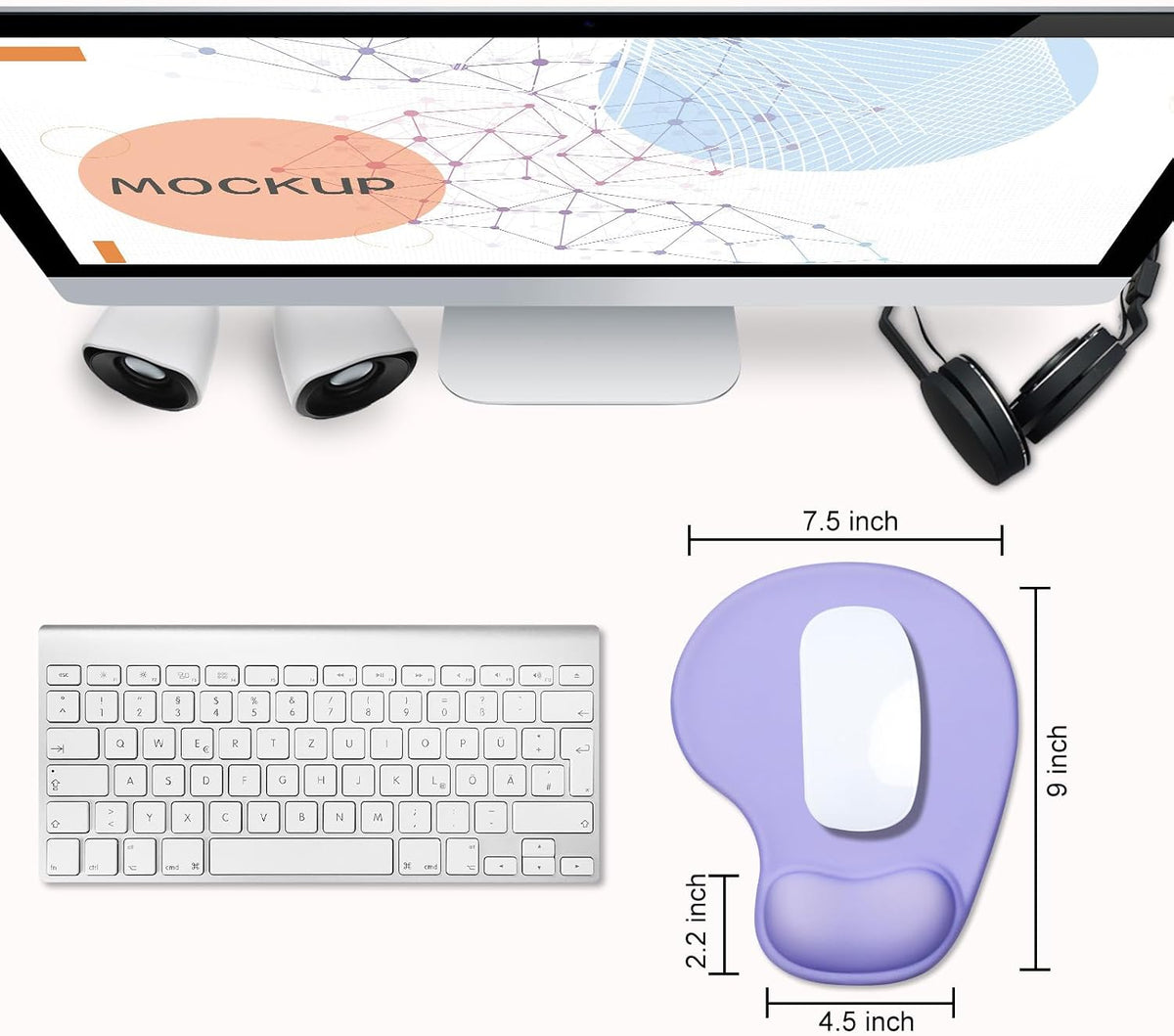 JIKIOU Mouse Pad, 2 Pack Ergonomic Mouse Pads with Comfortable Gel Wrist Rest Support and Smooth Cloth, Non-Slip PU Base for Easy Typing Pain Relief Durable and Easy to Clean Small Black