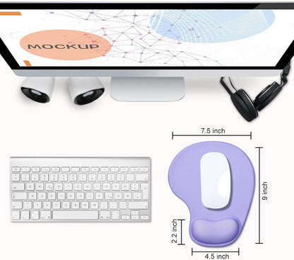 JIKIOU Mouse Pad, 2 Pack Ergonomic Mouse Pads with Comfortable Gel Wrist Rest Support and Smooth Cloth, Non-Slip PU Base for Easy Typing Pain Relief Durable and Easy to Clean Small Black