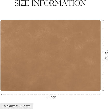 MOSAYT Vinyl Placemats Set of 6-12 X 17 Inch - Faux Leather 100% Waterproof Oil-Proof Wipeable PU Place Mats, Heat Resistant Reversible Table Mats for Kitchen, Dining, Outdoor, Reddish Brown