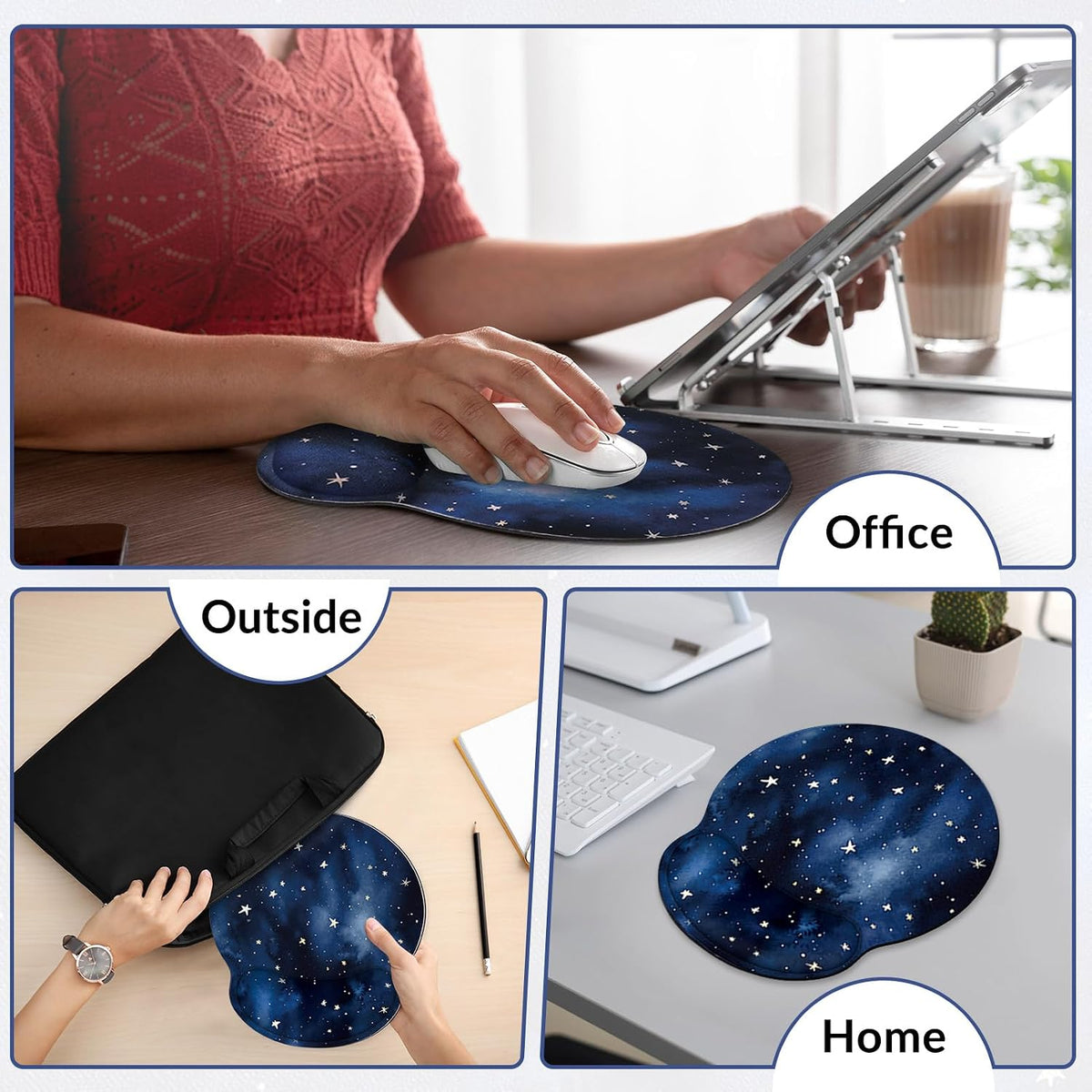 KONVINIT Ergonomic Mouse Pad with Wrist Rest, Small Mousepad with Non-Slip Rubber Base and Smooth Surface, Beach Mouse Pads for Desk, Office Desk Accessories