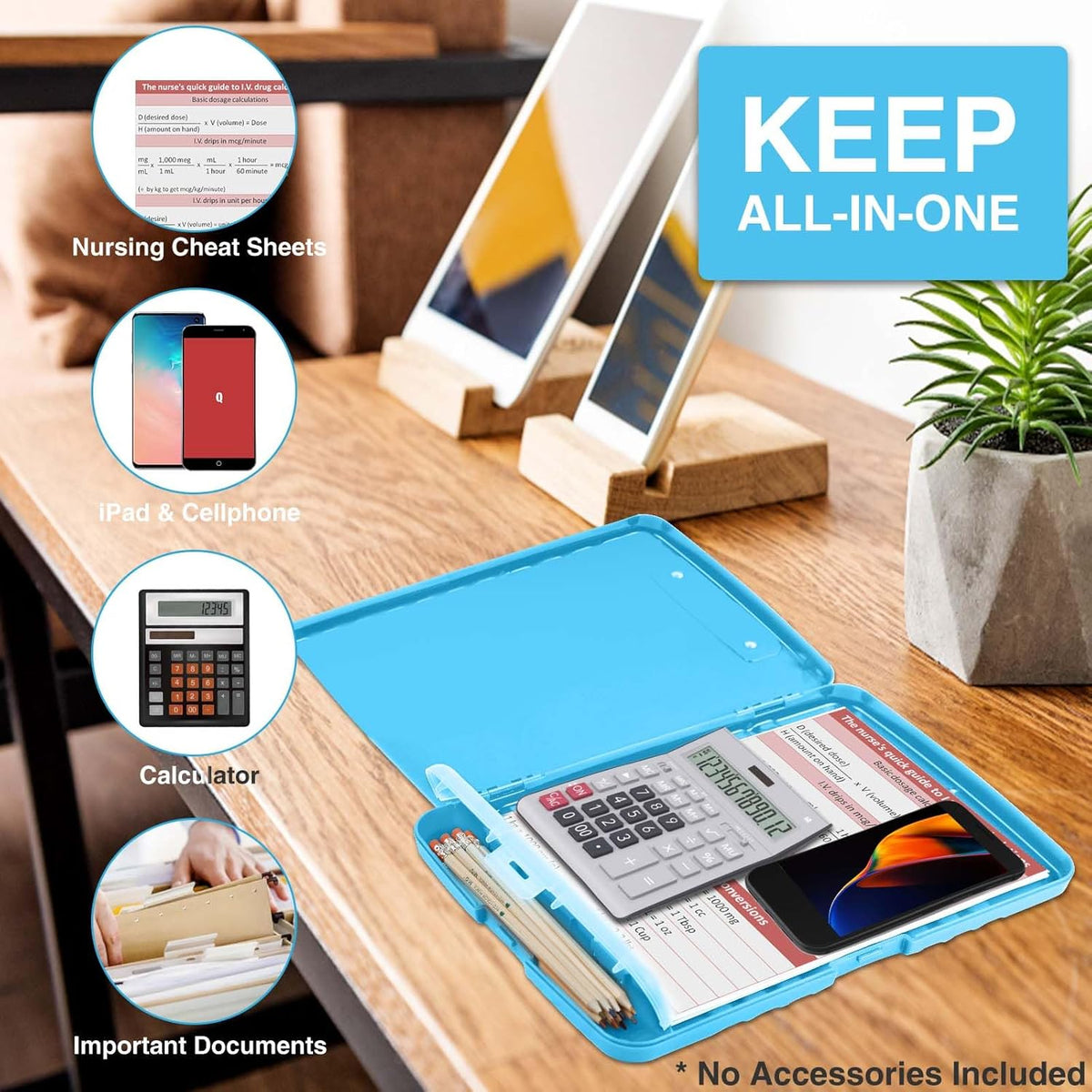 Clipboard with Storage, Clip Board 8.5 x 11 with Pen Holder, High Capacity Plastic Organization Case Box for Letter Legal A4 Size Paper, Nurses Teachers Must Haves, School & Office Supplies