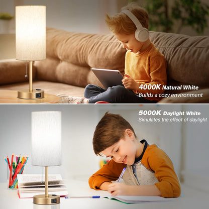 Dicoool Bedside Table Lamp for Bedroom - Small Desk Lamp with USB Ports