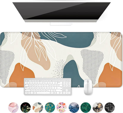 Auhoahsil Desk Mat, Ultra Large Mouse Pad, XXL Gaming Mousepad, Green Tropical Leaves Deskpad, Big Extended Full Size Mouse Pad, Desktop Desk Matt for Keyboard, Laptop & Computer, 35.5 x 15.7 in - Colors A