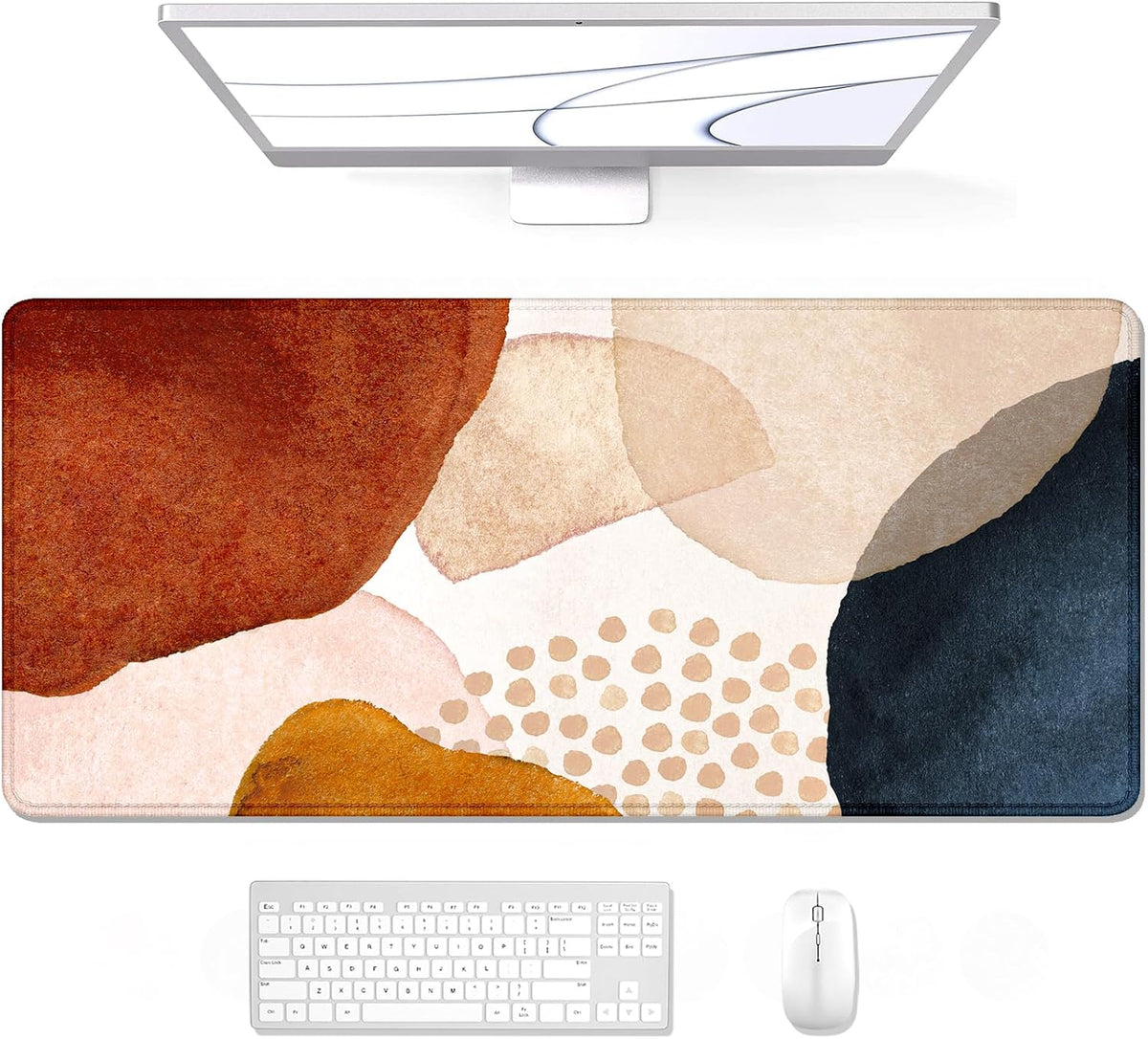 Auhoahsil Desk Mat, Ultra Large Mouse Pad, XXL Gaming Mousepad, Green Tropical Leaves Deskpad, Big Extended Full Size Mouse Pad, Desktop Desk Matt for Keyboard, Laptop & Computer, 35.5 x 15.7 in - Colors B