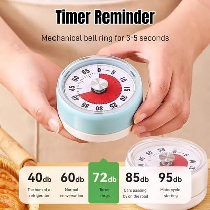 Kitchen Timer,Visual Timer,100% Mechanical Desk Timer,No Batteries Required,Magnetic Stand Back,Kitchen timers for Cooking,lso Magnetic for Classroom, Homeschooling Study Tool, Task Reminder.