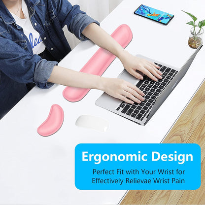 Mouse Wrist Rest, Ergonomic Memory Foam Mouse Wrist for Computer Desk Mats Support, PU Leather Hand Rest Pad Cushion for Gaming, Laptop, Men, Women, Pain Relief & Easy Typing, Black