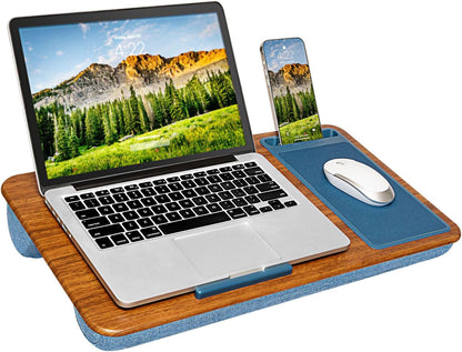 LAPGEAR Home Office Pro Lap Desk with Wrist Rest, Mouse Pad, and Phone Holder - Black Carbon - Fits up to 15.6 Inch Laptops - Style No. 91598