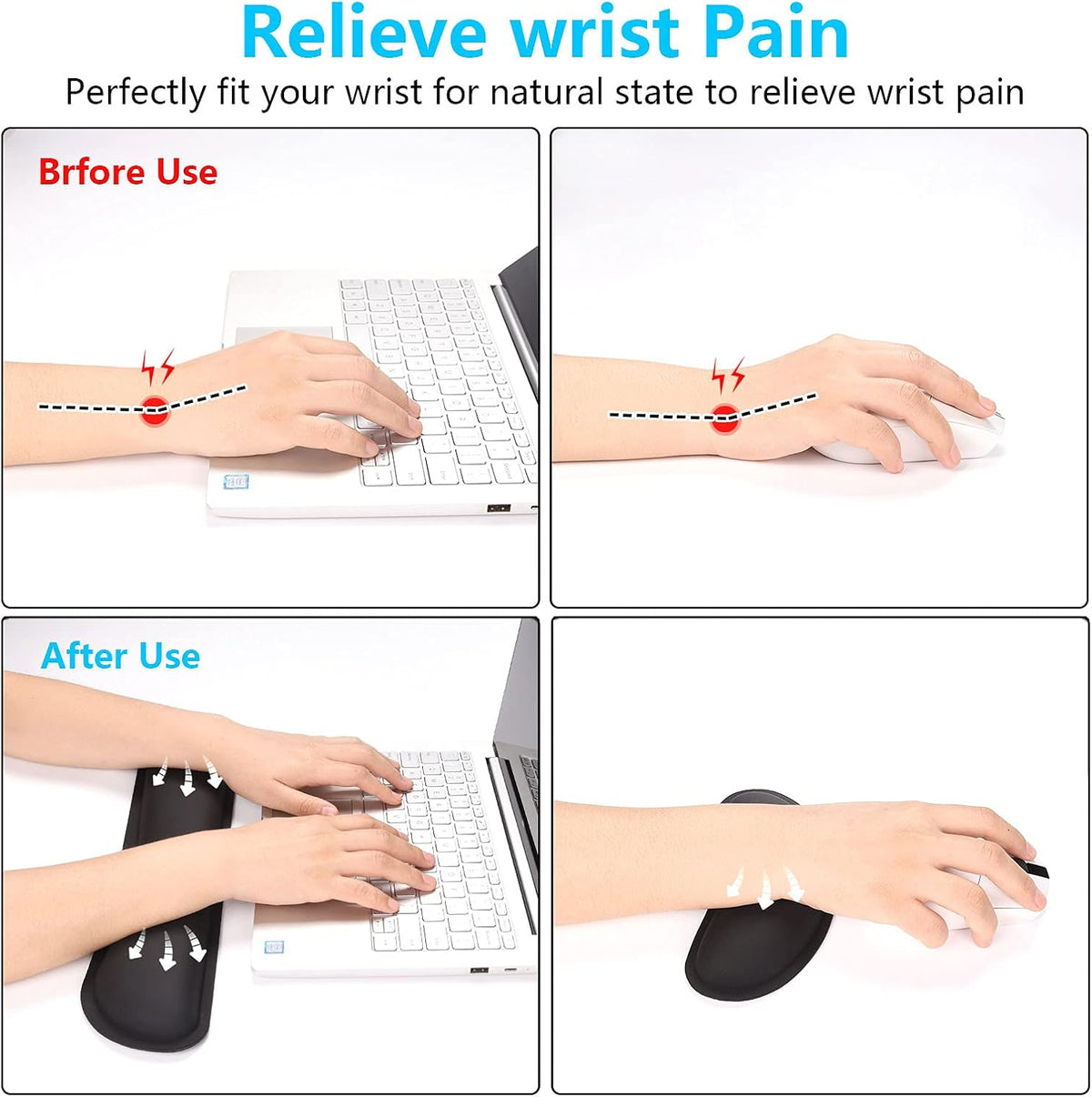Mouse Wrist Rest, Ergonomic Memory Foam Mouse Wrist for Computer Desk Mats Support, PU Leather Hand Rest Pad Cushion for Gaming, Laptop, Men, Women, Pain Relief & Easy Typing, Black