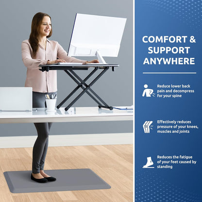 KitchenClouds Kitchen Mat Cushioned Anti Fatigue Rug 17.3"x28" Water Resistant, Non Slip, Standing and Comfort Desk/Floor Mats for House Sink Office (Black)