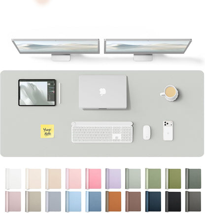 YSAGi Leather Desk Pad Protector, Office Desk Mat, Large Mouse Pad, Non-Slip PU Leather Desk Blotter, Waterproof Laptop Desk Writing Pad for Office and Home (23.6" x 13.8", Eggshell) - Colors A