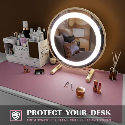 K KNODEL Large Office Leather Desk Mat, Mouse and Keyboard Pad, Computer and Laptop Mat, Desktop Protector and Cover, Writing Pad and Blotter (31.5"x15.7", Black)