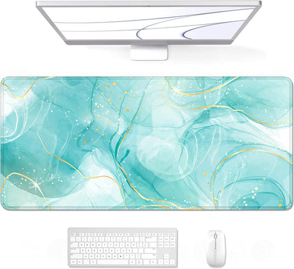 Auhoahsil Desk Mat, Ultra Large Mouse Pad, XXL Gaming Mousepad, Green Tropical Leaves Deskpad, Big Extended Full Size Mouse Pad, Desktop Desk Matt for Keyboard, Laptop & Computer, 35.5 x 15.7 in - Colors B