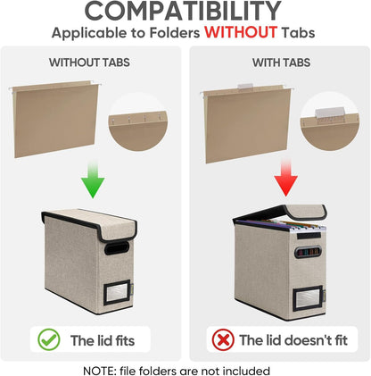 BALEINE File Organizer Box with Lid, Collapsible File Folder Organizer with Plastic Slide, Hanging File Folder Box for Office Document Storage (Black)