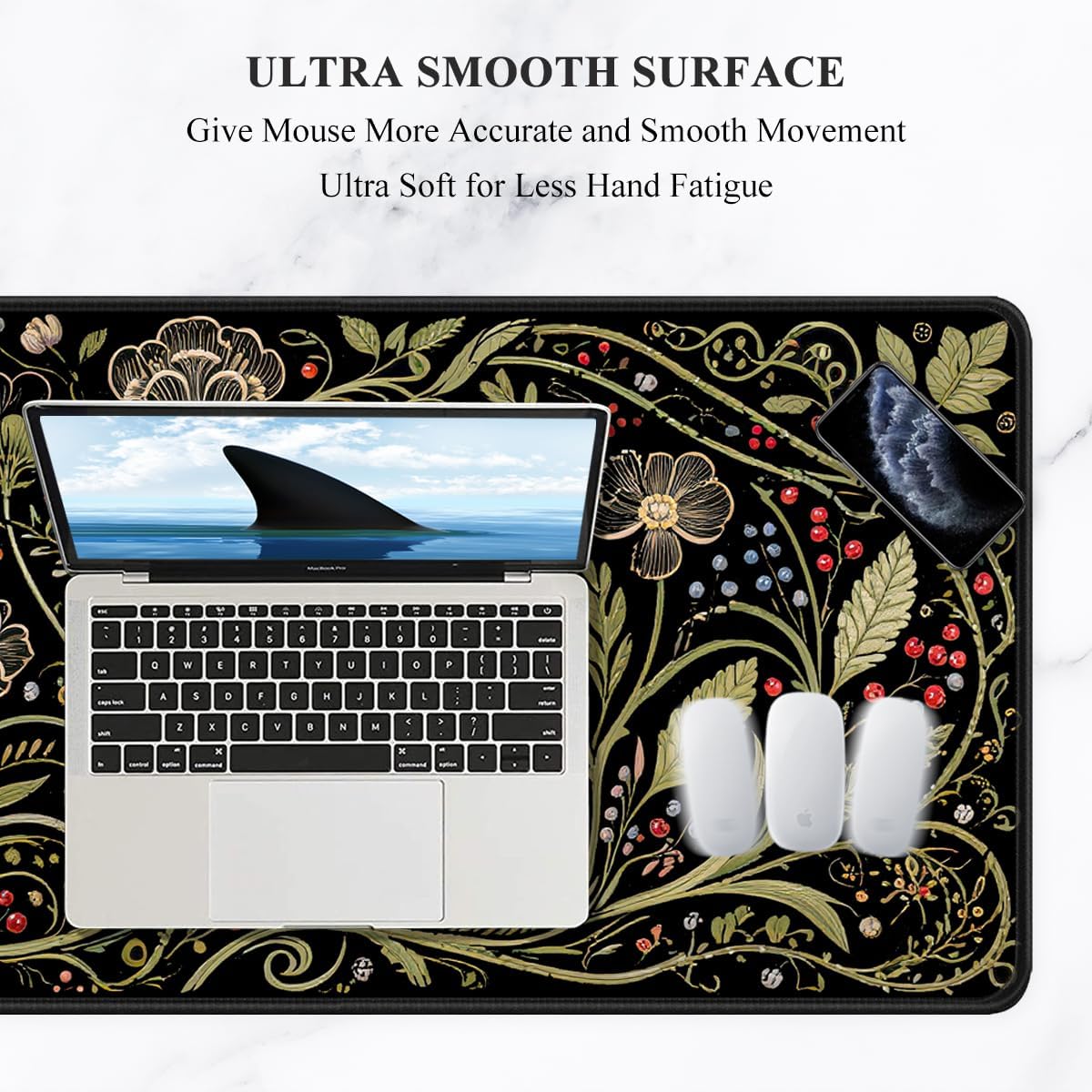 Auhoahsil Desk Mat, Ultra Large Mouse Pad, XXL Gaming Mousepad, Green Tropical Leaves Deskpad, Big Extended Full Size Mouse Pad, Desktop Desk Matt for Keyboard, Laptop & Computer, 35.5 x 15.7 in - Colors A
