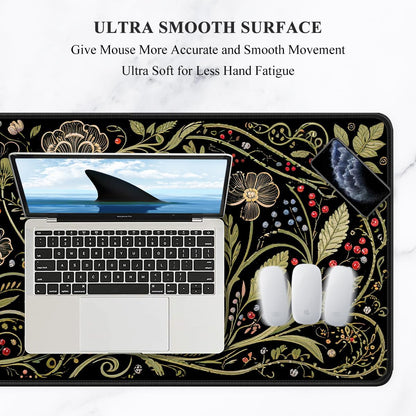 Auhoahsil Desk Mat, Ultra Large Mouse Pad, XXL Gaming Mousepad, Green Tropical Leaves Deskpad, Big Extended Full Size Mouse Pad, Desktop Desk Matt for Keyboard, Laptop & Computer, 35.5 x 15.7 in - Colors A