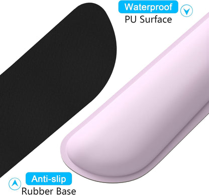 Mouse Wrist Rest, Ergonomic Memory Foam Mouse Wrist for Computer Desk Mats Support, PU Leather Hand Rest Pad Cushion for Gaming, Laptop, Men, Women, Pain Relief & Easy Typing, Black