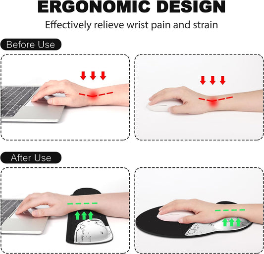 Ergonomic Mouse Pad with Wrist Rest and Keyboard Wrist Rest, Mousepad
