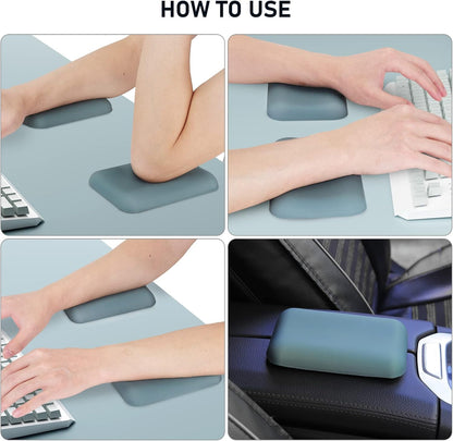 Leolee Elbow Rest Pads for Desk, Black Ergonomic Wrist Rest Arm Rest Pads | Memory Foam & Non-Slip Base, Armrest Cushion Support Pad Relieve Elbow and Wrist Pain for Computer, Office, 2 Packs