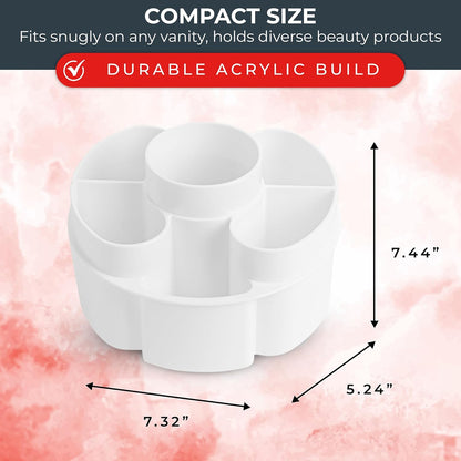 Masirs 360 Rotating Makeup Organizer Countertop - Adjustable Shelf Height - The Perfect Round Spinning Cosmetic Organizer for Bedroom Dresser or Vanity Countertop Storage (Clear)