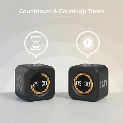 KADAMS Pomodoro Cube Timer Productivity Visual Timer - 5/10/25/50 Min Rotating Countdown (1, Green)