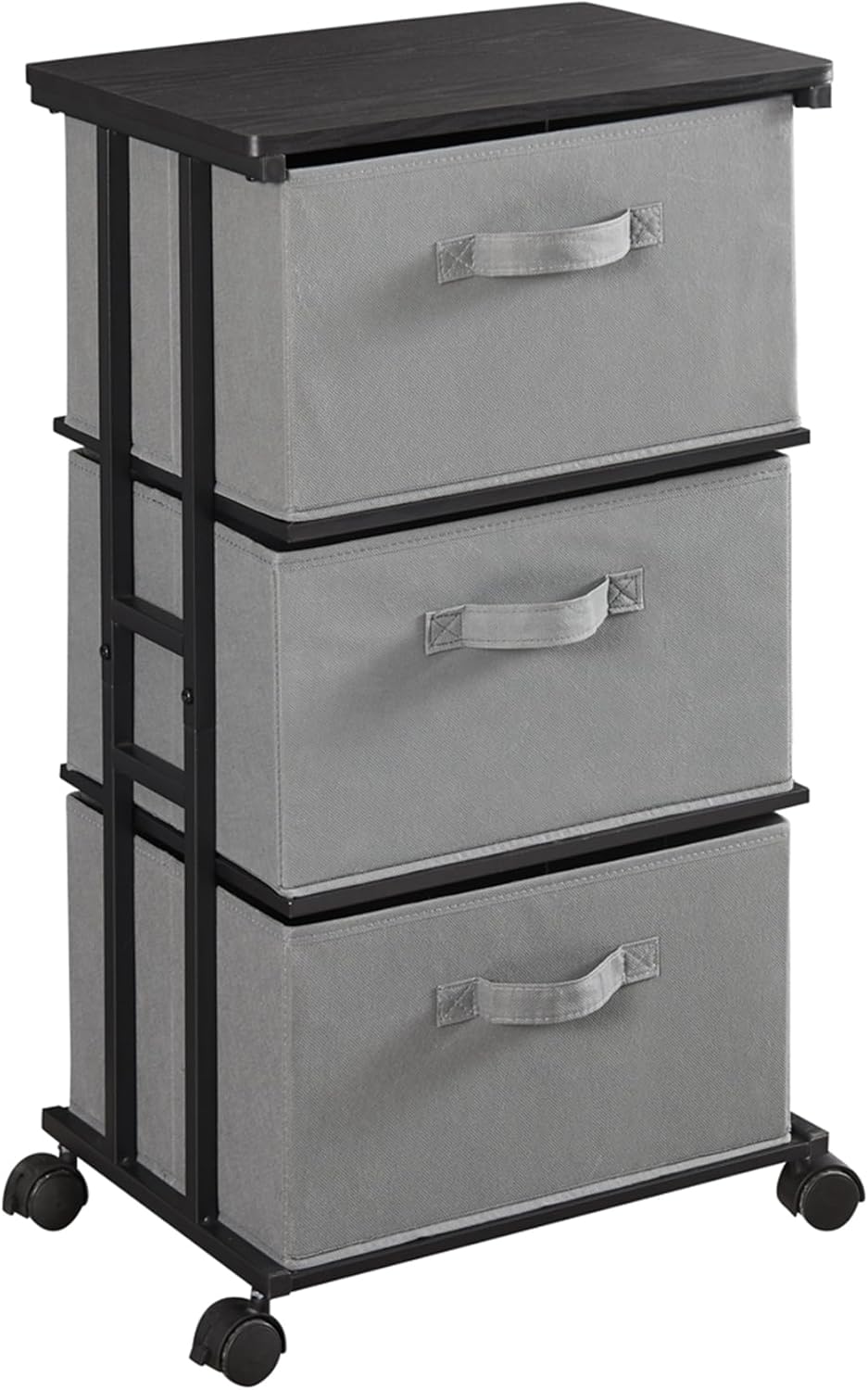 Dresser Storage with 3 Drawers, Fabric Dresser Tower, Vertical Storage Unit for Bedroom, Closet, Office, Black