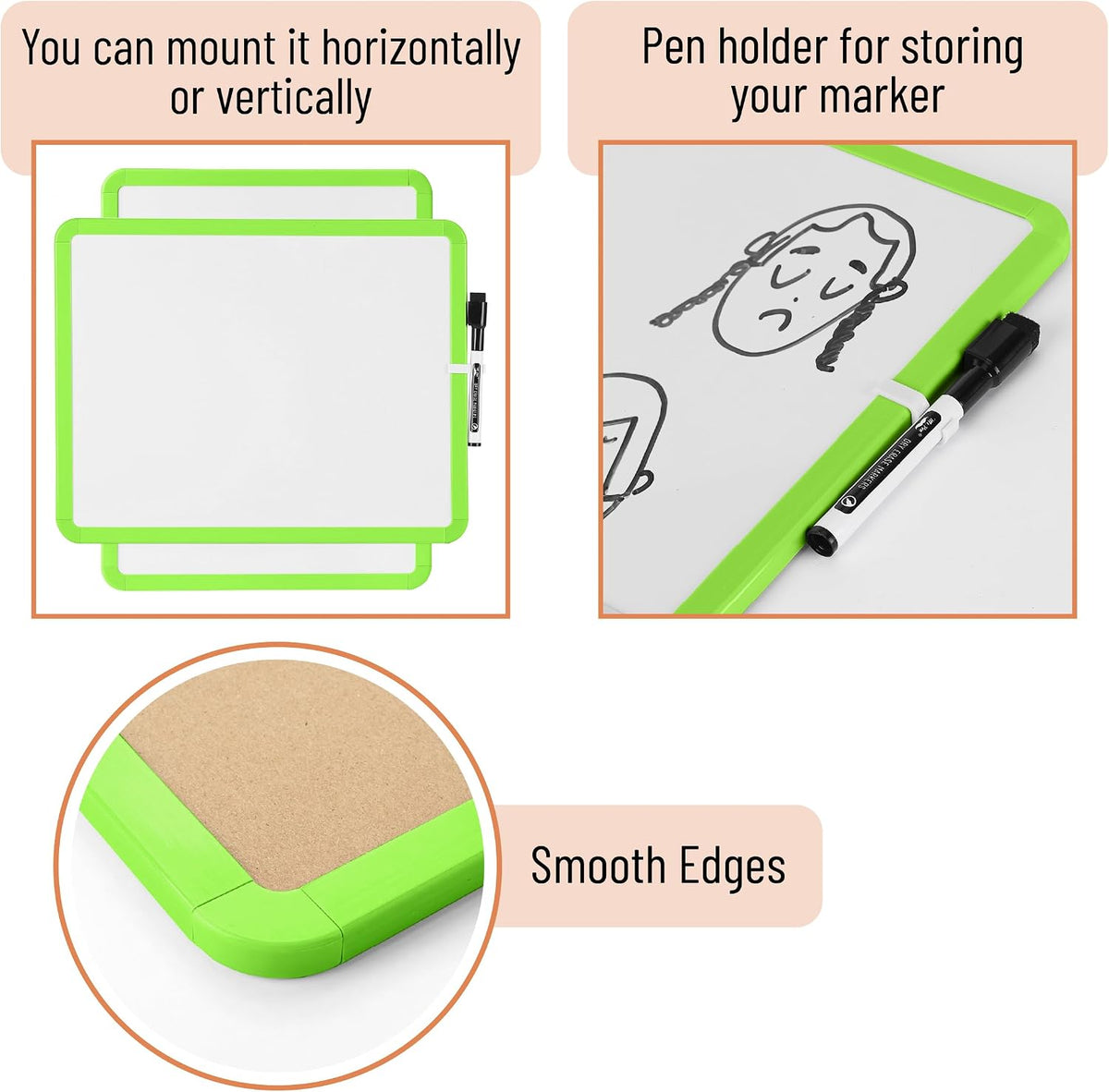 Dry Erase Board, 14” x 11”, White Frame