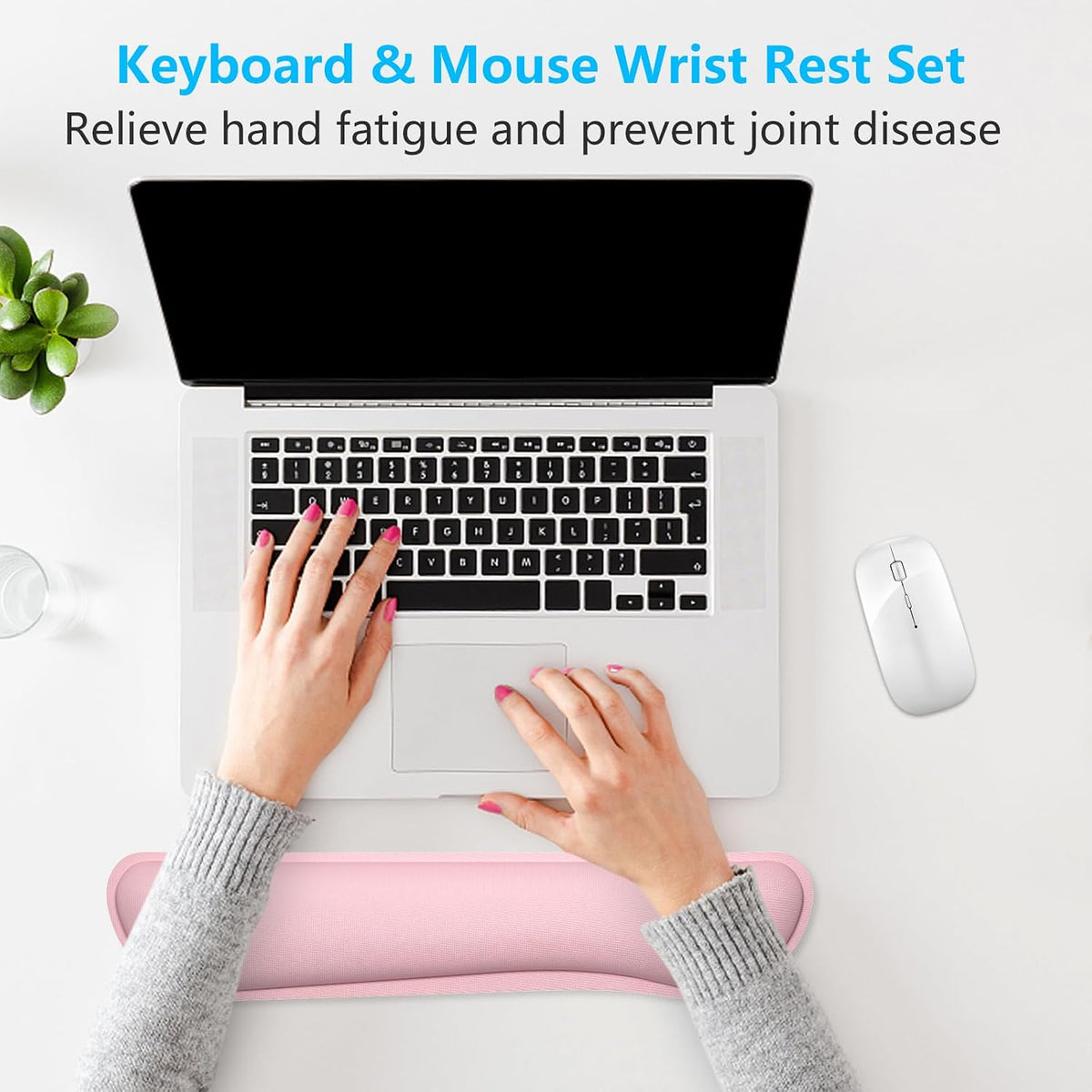 Dapesuom Enlarge Keyboard Wrist Rest, Cute Memory Foam Keyboard Wrist Cushion for Computer Desk Mats Support, Typing Pain Relief Ergonomic Mouse Pad Rests with Non-Slip Base for Gaming, Laptop, Purple