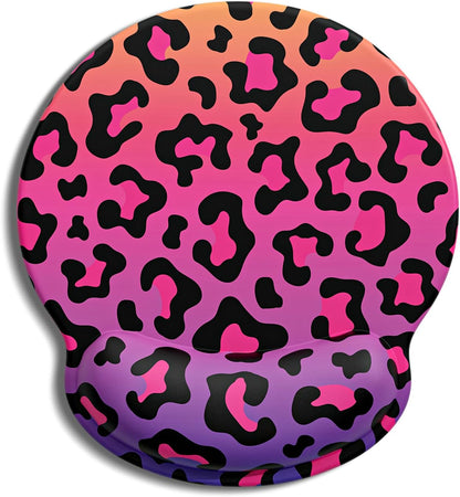 Ergonomic Mouse Pad with Wrist Rest, Comfortable Silicone Non-Slip Computer Pain Relief Gel Mouse Mat with Wrist Support for Gaming, Work, Office, Women & Men, Cute Pattern, Beige