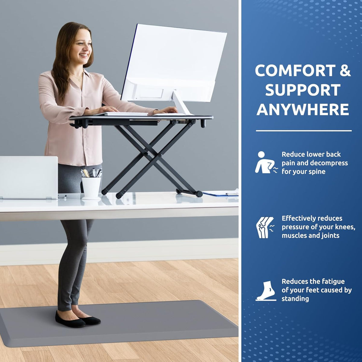 KitchenClouds Kitchen Mat Cushioned Anti Fatigue Rug 17.3"x28" Water Resistant, Non Slip, Standing and Comfort Desk/Floor Mats for House Sink Office (Black)
