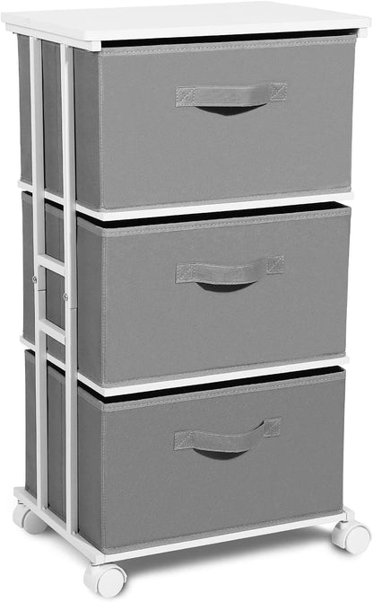 Dresser Storage with 3 Drawers, Fabric Dresser Tower, Vertical Storage Unit for Bedroom, Closet, Office, Black