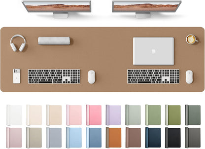 YSAGi Leather Desk Pad Protector, Office Desk Mat, Large Mouse Pad, Non-Slip PU Leather Desk Blotter, Waterproof Laptop Desk Writing Pad for Office and Home (23.6" x 13.8", Eggshell) - Colors A