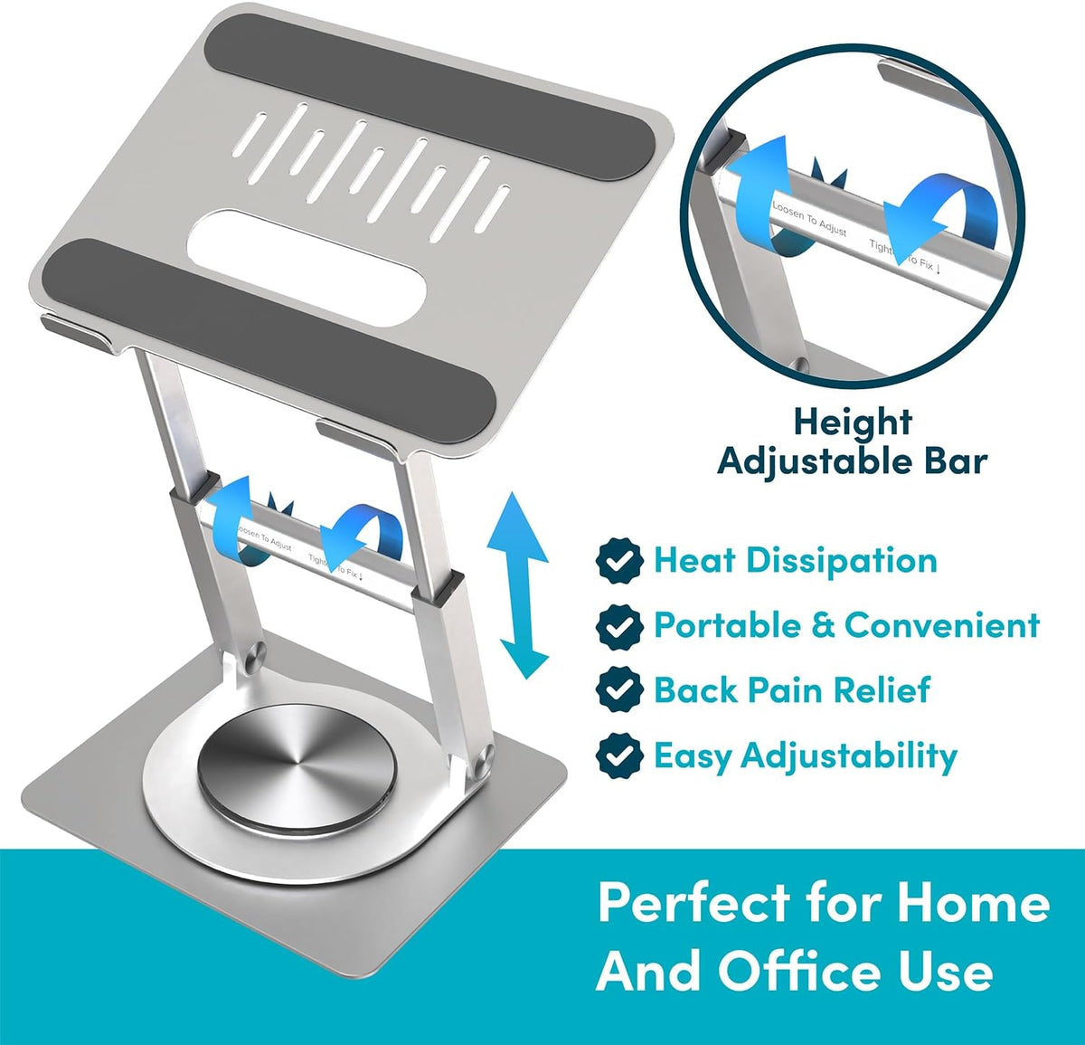 Lifelong Ergonomic Adjustable Laptop Stand for Desk, Extra Tall 20” Height Aluminum Laptop Riser, Portable Foldable Computer Stand, Fits 10-17” Laptops for Office Meetings, Teamwork & Desk Setup